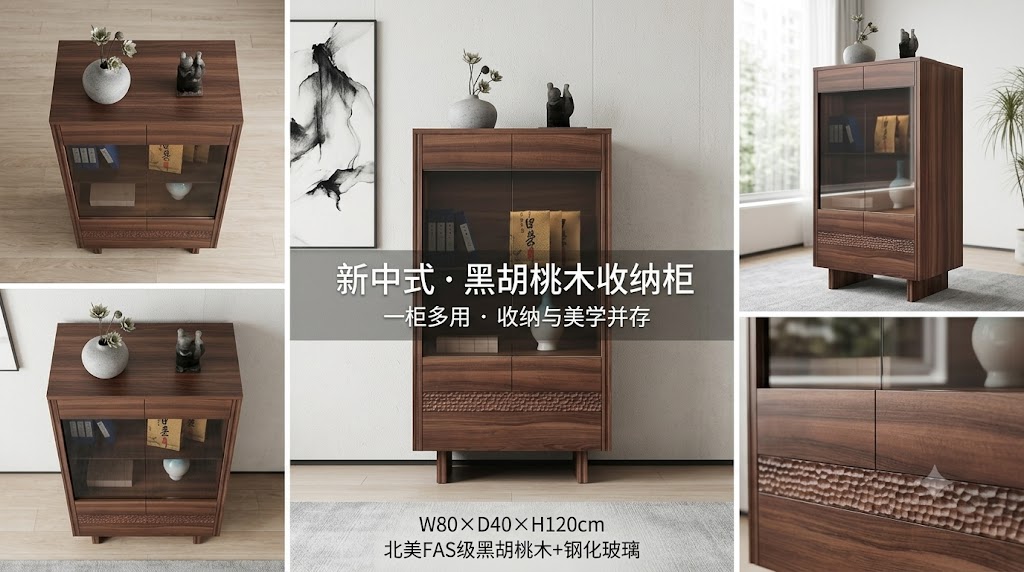 新中式·黑胡桃木收纳柜